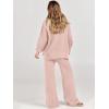 imageANRABESS Womens 2 Piece Outfits Fall Lounge Set 2025 Oversized Chunky Knit Sweater Top Wide Leg Pants Loungewear ClothesPink