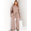 imageANRABESS Womens 2 Piece Outfits Fall Lounge Set 2025 Oversized Chunky Knit Sweater Top Wide Leg Pants Loungewear ClothesPink Apricot
