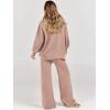 imageANRABESS Womens 2 Piece Outfits Fall Lounge Set 2025 Oversized Chunky Knit Sweater Top Wide Leg Pants Loungewear ClothesPink Apricot