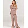 imageANRABESS Womens 2 Piece Outfits Fall Lounge Set 2025 Oversized Chunky Knit Sweater Top Wide Leg Pants Loungewear ClothesPink Apricot