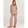 imageANRABESS Womens 2 Piece Outfits Fall Lounge Set 2025 Oversized Chunky Knit Sweater Top Wide Leg Pants Loungewear ClothesPink Apricot