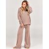 imageANRABESS Womens 2 Piece Outfits Fall Lounge Set 2025 Oversized Chunky Knit Sweater Top Wide Leg Pants Loungewear ClothesPink Apricot