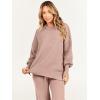 imageANRABESS Womens 2 Piece Outfits Fall Lounge Set 2025 Oversized Chunky Knit Sweater Top Wide Leg Pants Loungewear ClothesPink Apricot