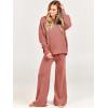 imageANRABESS Womens 2 Piece Outfits Fall Lounge Set 2025 Oversized Chunky Knit Sweater Top Wide Leg Pants Loungewear ClothesRust