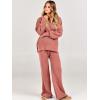 imageANRABESS Womens 2 Piece Outfits Fall Lounge Set 2025 Oversized Chunky Knit Sweater Top Wide Leg Pants Loungewear ClothesRust