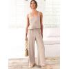 imageANRABESS Womens 2 Piece Outfits Linen Pants Jumpsuit Matching Lounge Set Casual Summer Beach Vacation Trendy ClothesApricot