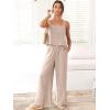 imageANRABESS Womens 2 Piece Outfits Linen Pants Jumpsuit Matching Lounge Set Casual Summer Beach Vacation Trendy ClothesApricot