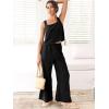 imageANRABESS Womens 2 Piece Outfits Linen Pants Jumpsuit Matching Lounge Set Casual Summer Beach Vacation Trendy ClothesBlack