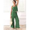 imageANRABESS Womens 2 Piece Outfits Linen Pants Jumpsuit Matching Lounge Set Casual Summer Beach Vacation Trendy ClothesGrass