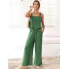 imageANRABESS Womens 2 Piece Outfits Linen Pants Jumpsuit Matching Lounge Set Casual Summer Beach Vacation Trendy ClothesGrass