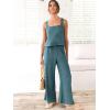 imageANRABESS Womens 2 Piece Outfits Linen Pants Jumpsuit Matching Lounge Set Casual Summer Beach Vacation Trendy ClothesGrey Blue