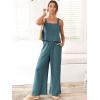 imageANRABESS Womens 2 Piece Outfits Linen Pants Jumpsuit Matching Lounge Set Casual Summer Beach Vacation Trendy ClothesGrey Blue