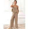 imageANRABESS Womens 2 Piece Outfits Linen Pants Jumpsuit Matching Lounge Set Casual Summer Beach Vacation Trendy ClothesKhaki