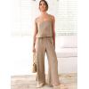 imageANRABESS Womens 2 Piece Outfits Linen Pants Jumpsuit Matching Lounge Set Casual Summer Beach Vacation Trendy ClothesKhaki