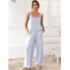 imageANRABESS Womens 2 Piece Outfits Linen Pants Jumpsuit Matching Lounge Set Casual Summer Beach Vacation Trendy ClothesLight Blue
