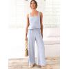 imageANRABESS Womens 2 Piece Outfits Linen Pants Jumpsuit Matching Lounge Set Casual Summer Beach Vacation Trendy ClothesLight Blue