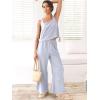 imageANRABESS Womens 2 Piece Outfits Linen Pants Jumpsuit Matching Lounge Set Casual Summer Beach Vacation Trendy ClothesLight Blue