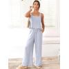imageANRABESS Womens 2 Piece Outfits Linen Pants Jumpsuit Matching Lounge Set Casual Summer Beach Vacation Trendy ClothesLight Blue