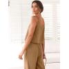 imageANRABESS Womens 2 Piece Outfits Linen Pants Jumpsuit Matching Lounge Set Casual Summer Beach Vacation Trendy ClothesLight Brown