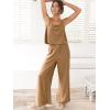 imageANRABESS Womens 2 Piece Outfits Linen Pants Jumpsuit Matching Lounge Set Casual Summer Beach Vacation Trendy ClothesLight Brown