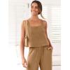 imageANRABESS Womens 2 Piece Outfits Linen Pants Jumpsuit Matching Lounge Set Casual Summer Beach Vacation Trendy ClothesLight Brown