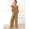 imageANRABESS Womens 2 Piece Outfits Linen Pants Jumpsuit Matching Lounge Set Casual Summer Beach Vacation Trendy ClothesLight Brown