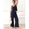 imageANRABESS Womens 2 Piece Outfits Linen Pants Jumpsuit Matching Lounge Set Casual Summer Beach Vacation Trendy ClothesNavy Blue