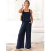 imageANRABESS Womens 2 Piece Outfits Linen Pants Jumpsuit Matching Lounge Set Casual Summer Beach Vacation Trendy ClothesNavy Blue