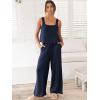 imageANRABESS Womens 2 Piece Outfits Linen Pants Jumpsuit Matching Lounge Set Casual Summer Beach Vacation Trendy ClothesNavy Blue