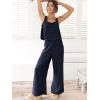 imageANRABESS Womens 2 Piece Outfits Linen Pants Jumpsuit Matching Lounge Set Casual Summer Beach Vacation Trendy ClothesNavy Blue