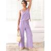 imageANRABESS Womens 2 Piece Outfits Linen Pants Jumpsuit Matching Lounge Set Casual Summer Beach Vacation Trendy ClothesPurple