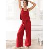 imageANRABESS Womens 2 Piece Outfits Linen Pants Jumpsuit Matching Lounge Set Casual Summer Beach Vacation Trendy ClothesRed