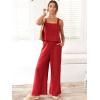 imageANRABESS Womens 2 Piece Outfits Linen Pants Jumpsuit Matching Lounge Set Casual Summer Beach Vacation Trendy ClothesRed