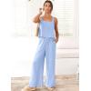 imageANRABESS Womens 2 Piece Outfits Linen Pants Jumpsuit Matching Lounge Set Casual Summer Beach Vacation Trendy ClothesSky
