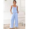 imageANRABESS Womens 2 Piece Outfits Linen Pants Jumpsuit Matching Lounge Set Casual Summer Beach Vacation Trendy ClothesSky