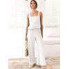 imageANRABESS Womens 2 Piece Outfits Linen Pants Jumpsuit Matching Lounge Set Casual Summer Beach Vacation Trendy ClothesWhite