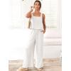 imageANRABESS Womens 2 Piece Outfits Linen Pants Jumpsuit Matching Lounge Set Casual Summer Beach Vacation Trendy ClothesWhite