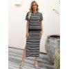 imageANRABESS Womens 2 Piece Outfits Striped Sweater Skirt Sets 2025 Summer Casual Short Sleeve Pullover Tops Travel Midi DressBlack White