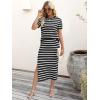imageANRABESS Womens 2 Piece Outfits Striped Sweater Skirt Sets 2025 Summer Casual Short Sleeve Pullover Tops Travel Midi DressBlack White