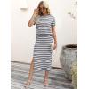 imageANRABESS Womens 2 Piece Outfits Striped Sweater Skirt Sets 2025 Summer Casual Short Sleeve Pullover Tops Travel Midi DressGrey White