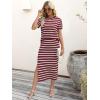 imageANRABESS Womens 2 Piece Outfits Striped Sweater Skirt Sets 2025 Summer Casual Short Sleeve Pullover Tops Travel Midi DressRed White