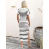 imageANRABESS Womens 2 Piece Outfits Striped Sweater Skirt Sets 2025 Summer Casual Short Sleeve Pullover Tops Travel Midi DressWhite Black