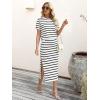 imageANRABESS Womens 2 Piece Outfits Striped Sweater Skirt Sets 2025 Summer Casual Short Sleeve Pullover Tops Travel Midi DressWhite Black