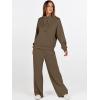 imageANRABESS Womens 2 Piece Outfits Sweatsuit Set 2025 Fall Drawstring Sweatshirt Wide Leg Sweatpant Lounge Set TracksuitBrown