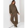 imageANRABESS Womens 2 Piece Outfits Sweatsuit Set 2025 Fall Drawstring Sweatshirt Wide Leg Sweatpant Lounge Set TracksuitBrown