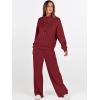 imageANRABESS Womens 2 Piece Outfits Sweatsuit Set 2025 Fall Drawstring Sweatshirt Wide Leg Sweatpant Lounge Set TracksuitBurgundy