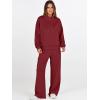 imageANRABESS Womens 2 Piece Outfits Sweatsuit Set 2025 Fall Drawstring Sweatshirt Wide Leg Sweatpant Lounge Set TracksuitBurgundy