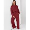 imageANRABESS Womens 2 Piece Outfits Sweatsuit Set 2025 Fall Drawstring Sweatshirt Wide Leg Sweatpant Lounge Set TracksuitBurgundy