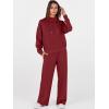 imageANRABESS Womens 2 Piece Outfits Sweatsuit Set 2025 Fall Drawstring Sweatshirt Wide Leg Sweatpant Lounge Set TracksuitBurgundy