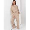 imageANRABESS Womens 2 Piece Outfits Sweatsuit Set 2025 Fall Drawstring Sweatshirt Wide Leg Sweatpant Lounge Set TracksuitKhaki